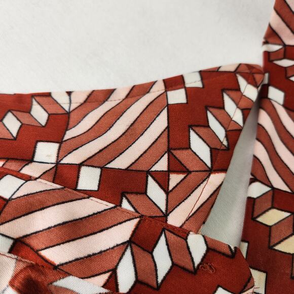 70s Dagger Collar Patterned Print Button Up Shirt Medium - Picture 10 of 11